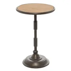 14" Black Industrial Wood Accent Table