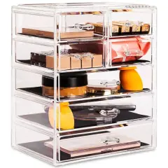 Sorbus Makeup & Jewelry Storage Case with 3 Large & 4 Small Drawers Clear