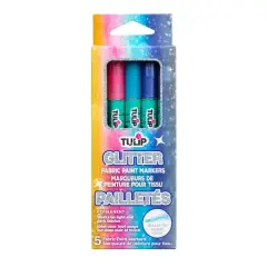 Tulip&reg; Glitter Fabric Paint Markers, 5ct.