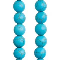 Turquoise Dyed Reconstituted Howlite Round Beads, 10mm by Bead Landing&trade;