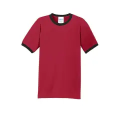 Port & Company&reg; Core Cotton Ringer Tee Red/Jet Black