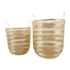 Gold Metal Open Frame Wire Storage Basket Set