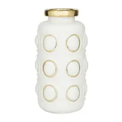 White Stoneware Contemporary Vase, 12" x 6" x 6"