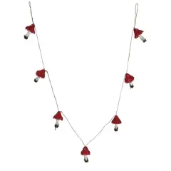 Hello Honey 6ft. Pink, White & Green Feather & Foam Mushroom Garland with Gold Glitter & Faux Moss