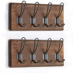 NEX&trade; Wall-Mounted 4-Hook Rustic Wood Coat Rack, 2ct.