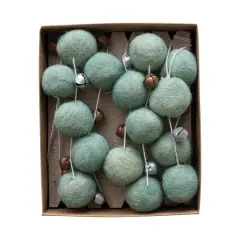 Hello Honey&reg; 6ft. Mint Handmade Wool Felt Ball & Jingle Bells Garland