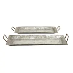 Gray Metal Farmhouse Tray Set