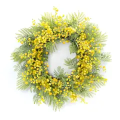 27" Yellow Fern & Mimosa Wreath