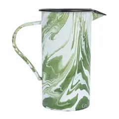 Hello Honey&reg; 7.75" Green & White Marbled Enameled Pitcher