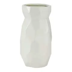 CosmoLiving by Cosmopolitan White Ceramic Modern Vase, 12" x 6" x 6"
