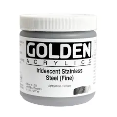 Golden&reg; Heavy Body Iridescent Acrylics 8oz. Iridescent Stainless Steel (Fine)