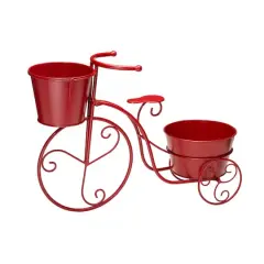 Glitzhome&reg; 21.5'' Red Metal Bicycle Plant Stand