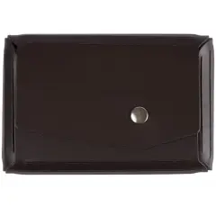 JAM Paper Italian Leather Business Card Holder Case with Angular FlapDark Brown