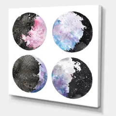 Designart - Moon Phases With Stars and Sky - Bohemian & Eclectic Canvas Wall Art Print