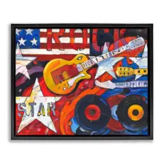 Stupell Industries Rockstar Americana Music Tribute Floater Framed Art Black