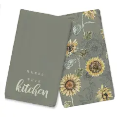 Bless This Kitchen Tea Towel Set Green