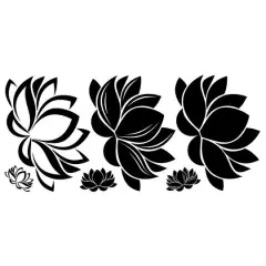 RoomMates Black Line Art Lotus Peel & Stick Giant Wall Decal Set