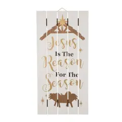 Glitzhome&reg; 28" Wooden Nativity Wall D&eacute;cor