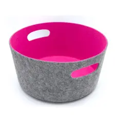 Welaxy 15" Felt Round Basket Hot Pink