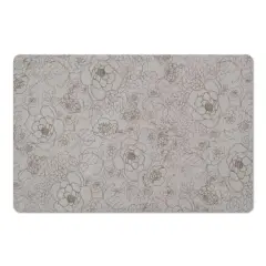 Line Floral Floor Mat Gray
