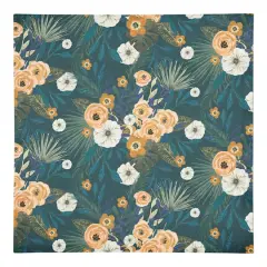 Tropical Floral Cotton Twill Napkin Teal