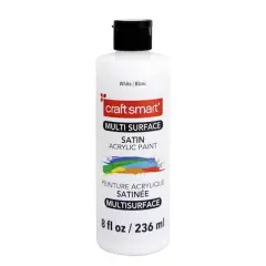 Multi-Surface Premium Satin Acrylic Paint by Craft Smart&reg;, 8oz. White