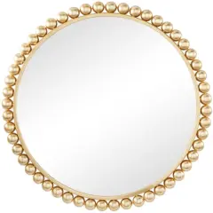 CosmoLiving by Cosmopolitan Gold Metal Wall Mirror with Bead Detailing 36" x 1" x 36"