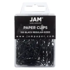 JAM Paper 1" Colorful Standard Paper Clips, 2 Packs of 100 Black