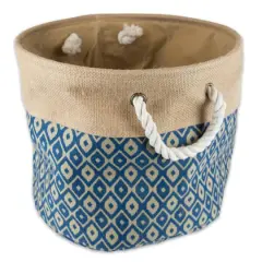 DII&reg; 12" Blue Ikat Round Burlap Bin