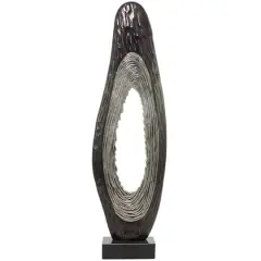 49.5" Abstract Aluminum & Marble Teardrop Sculpture Black