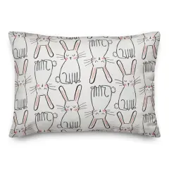 White Bunny Sketches Throw Pillow