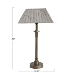 Hello Honey&reg; 23" Brass & Gray Farmhouse Metal Table Lamp