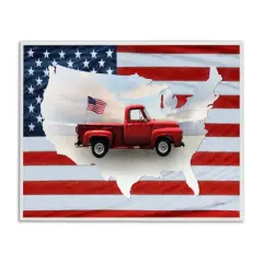 Stupell Industries Farmhouse American Flag Framed Giclee Art White