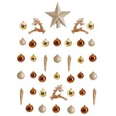 40ct. Gold Shatterproof Lux Christmas Ornament Set