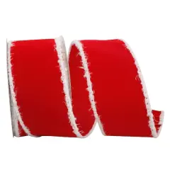 JAM Paper 2.5" x 10yd. Red Velvet Snowy Wired Edge Ribbon