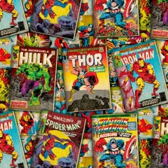 Marvel Retro Comics Covers Cotton Fabric