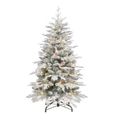4.5ft. Pre-Lit Flocked Northern Fir Artificial Christmas Tree, Clear Lights