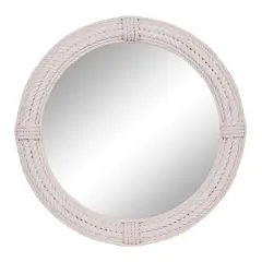 36" White Coastal Rope Wall Mirror