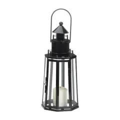 13.5" Black Lighthouse Hanging Candle Lantern