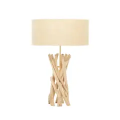 24" Natural Beige Wood Rustic Table Lamp