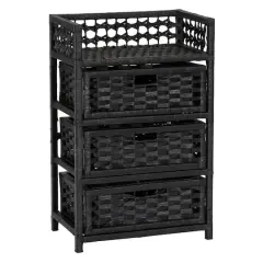 Household Essentials Woven 3 Drawer Chest with Cutout Handles Black