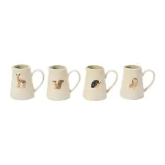 Hello Honey&reg; 3" Hand-Painted & Embossed Forest Animal Ceramic Pitcher Mugs, 4ct.