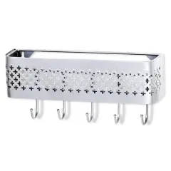 NEX&trade; Silver Wall-Mounted Mail Sorter and Key Organizer with 5 Hooks