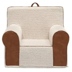 Deluxe Cozee Sherpa Chair With Brown Leather