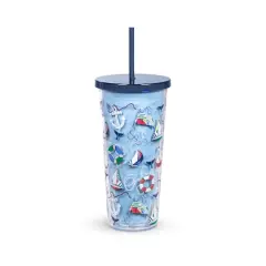 Vera Bradley&reg; 24oz. Really Regatta Double Wall Tumbler with Straw