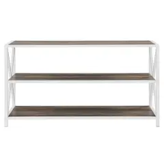 Walker Edison Gray Wash X-Frame Industrial Wood Bookshelf