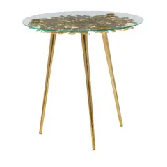 Gold Aluminum Modern Accent Table, 22" x 22" x 22"