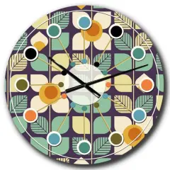 Designart Botanical Retro Design III Mid-Century Modern Wall Clock