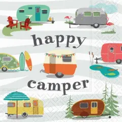 JAM Paper Happy Camper Cocktail Napkins, 40ct.