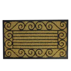 Black & Beige Rubber Coir Outdoor Rectangular Door Mat